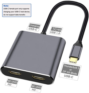 <span class=keywords><strong>TUTI</strong></span> Hub USB 4 en 1 Double HDTV 4k60hz PD 100w Charge Compatible Convertisseur Adaptateur Type C Station d'accueil pour Ordinateur Portable - Product Image 5
