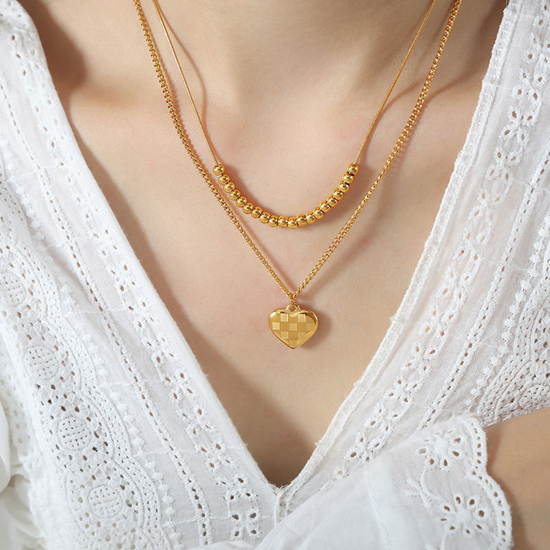 P1745 - Gold color double-deck  necklaces