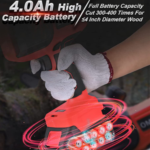 Scie à chaîne électrique sans balais au lithium de haute qualité, 4 pouces, 4,0 Ah, portable, poignée antidérapante, mini scie à chaîne pour bois, petite, à vendre - Product Image 3