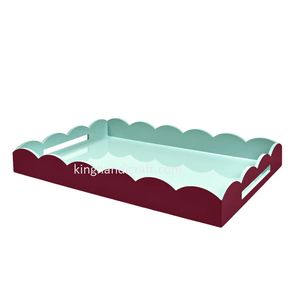 Plateau rectangulaire en bois laqué moderne, écologique, recyclable, durable, fait à la main, de qualité commerciale, pour servir les aliments - Product Image 2