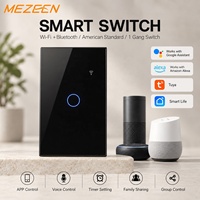 Dokunmatik Panel Şık ABD 1'li Wi-Fi Akıllı Duvar Anahtarı Üst Düzey Temperli Cam Panel Uygulama Uzaktan Kumandalı Ev Anahtarı