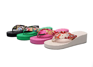 Summer New Women's <b>Thick</b> Bottom Slippers Bohemian Silk <b>Ribbon</b> Ethnic Fashion Outwear Beach Slippers - Product Image 5
