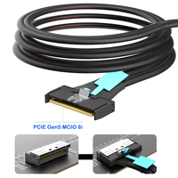 Kabel MCIO 8i 2xSFF 8643 MCIO 8i MiniSAS HD SFF 8643 PCIe 5.0 PVC/Nylon Koneksi Server Kecepatan Tinggi untuk Pusat Data Cloud