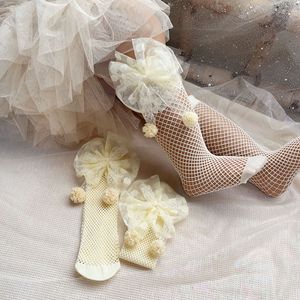 Vente en Gros <span class=keywords><strong>Chaussettes</strong></span> d'Été Respirantes en Maille pour Enfants, Collants Mi-Mollet Fille Princesse avec Grand Nœud, Bas Bébé - Product Image 5