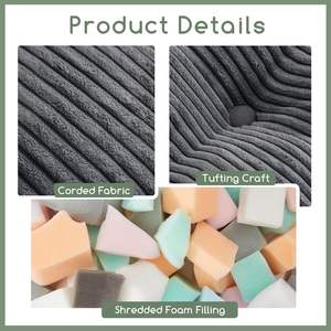 Poufs en velours côtelé d'usine OEM avec rembourrage en mousse <span class=keywords><strong>Pouf</strong></span> en peluche et peluche <span class=keywords><strong>Pouf</strong></span> de rangement Poufs de sol Repose-pieds pour le salon - Product Image 3