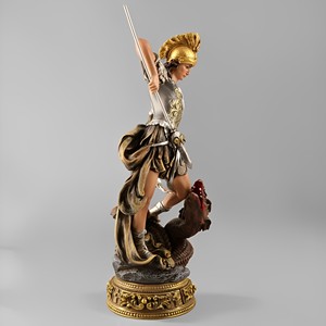 Produits en Stock Catholique Religieux Peint à la Main Artistique Résine Chrétien 11.6 ''H <span class=keywords><strong>St</strong></span> George Slaying Owl Custom Souvenir Statue - Product Image 5