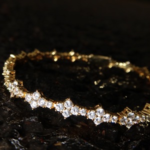 European American Style Plum Blossom Tennis Bracelet Zinc Alloy Claw Setting Gold Platinum 6.5mm Width Fashion Charm Bracelet - Product Image 2