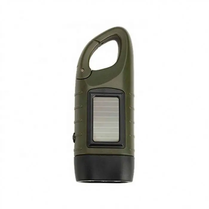 LED Flashlight Fishing Boating Hiking Hand Crank Solar Powered Rechargeable Survival Gear Self Powered Charging Torch Dynamo