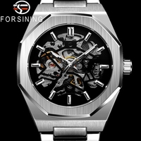 Montre mécanique squelette FORSINING pour homme, montre automatique de sport de luxe, montre-bracelet en acier de marque haut de gamme, Relogio