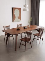 Table à manger en bois massif de style américain, couleur noyer, bureau familial avec un design simple, tables à thé à vendre