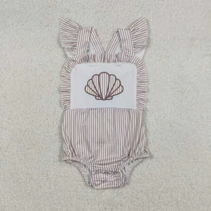 Ensembles d'été décontractés 2 pièces pour tout-petits : hauts à manches courtes avec appliques coquillages et shorts rayés pour enfants (filles et garçons) - Vente en gros - Product Image 3