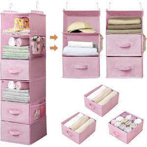 Hanging Closet Organizer <b>6</b>-Shelf Detachable With Side Pockets For Bedroom Clothing Storage Fabric Non Woven Material - Product Image 1