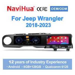 NaviHua pour Jeep Wrangler JL 2018-2023, mise à niveau de la voiture, double écran, autoradio Android, écran LCD, tableau de bord, multimédia, écran Carplay - Product Image 1