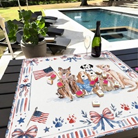 Nouveau Tapis de Mahjong Pliable Antidérapant 31,5 Pouces avec Motif Chiot et Nœud Patriotique Mignon 2026
