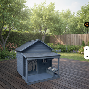 Luxury Weatherproof Foldable <b>Wooden</b> <b>Dog</b> House Push-Up Closure for Indoor Outdoor Use Spacious Front Porch Waterproof Roof - Product Image 4
