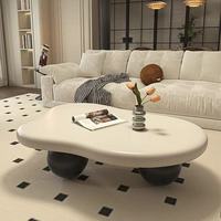 Ensemble de table basse moderne en bois de noyer gris et blanc, grand modèle ovale incurvé, style rustique élégant, design nordique minimaliste unique pour salon