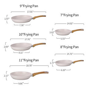Juego de utensilios de cocina antiadherentes de aleación de aluminio ecológico de 6 tamaños para freír huevos y freír sartén restaurante esencial - Product Image 2