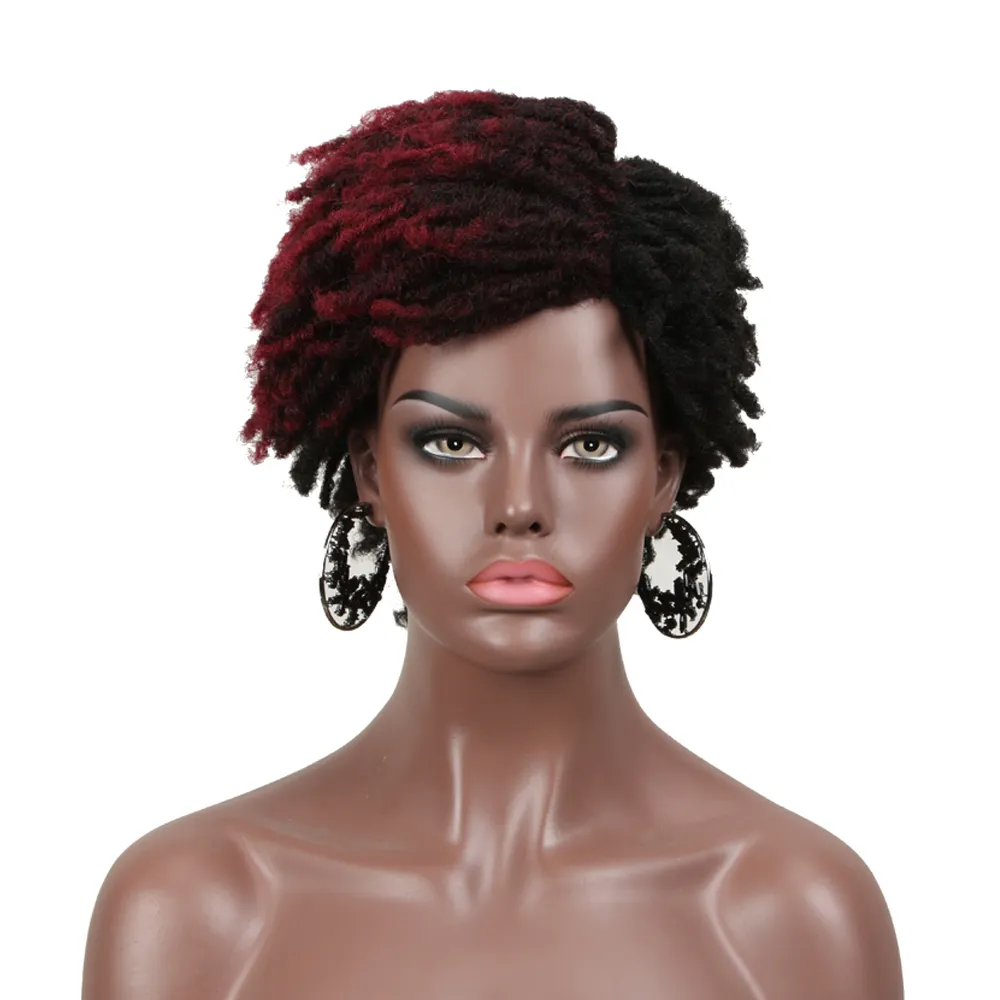 黒人女性のためのホットセール人工毛ウィッグアフリカの短いドレッドロックウィッグ偽の場所かぎ針編みの髪の編組ウィッグ