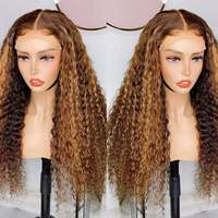 Perruques P4/27 Highlight en cheveux humains, Lace Front Water Wave 13X4, Perruque blonde miel 13x6 HD Lace Frontal en cheveux humains pour femmes noires