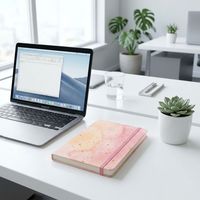Carnet personnalisé avec élastique, couverture aquarelle dorée mouchetée, organiseur de journal de travail pour bureau et planification professionnelle