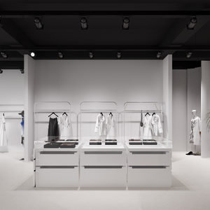 Muebles de Diseño Interior para Tiendas de Ropa de Alta Gama LUX, Personalizables y Sencillos, Exhibidores Metálicos para Ropa - Product Image 1