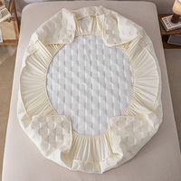 Sprei pas badan katun warna polos, 3 buah Set seprai elastis tinggi cakupan penuh 360 ° Anti selip