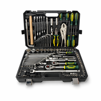 Kit d'outils à main pour mécaniciens 142+4 pièces, jeu de clés à cliquet CR-V, ensemble d'outils de maintenance automobile avec étui de transport rigide