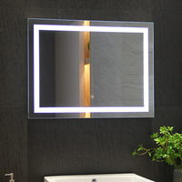 Meja rias tanpa bingkai Modern LED, cermin rias persegi panjang bercahaya, cermin dinding bergelombang, Salon IP44 pintar, layar sentuh antikabut