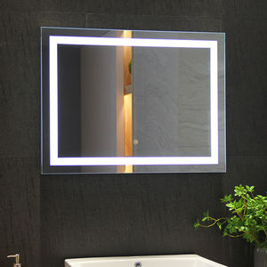 Mesa de tocador moderna sin marco, rectangular LED iluminado con espejo de maquillaje, tocador de pared ondulado, Salón inteligente IP44, pantalla táctil antivaho - Product Image 4