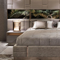 Ensemble de chambre à coucher italien de luxe, lit Double en cuir, ensemble de meubles de styliste, lit de luxe, cadre de lit avec tête de lit haute