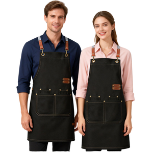 Tablier de cuisine en toile épaisse personnalisé avec logo, durable, pour chef, barista, réglable, pour barbecue, jardin, brodé, de haute qualité - Product Image 1
