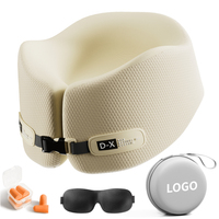 Oreiller de voyage en mousse à mémoire de forme en forme de U avec logo personnalisé de luxe portable avec poches latérales Oreiller de sieste de bureau Oreiller de voyage en avion