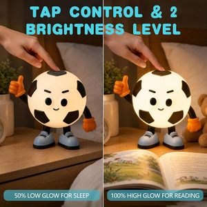 FAMIDUO ไฟกลางคืนรูปฟุตบอล 6.36D ไฟ LED RGB โทนอุ่น ควบคุมด้วยการแตะ ใช้พลังงานจาก USB สำหรับเด็กและวัยรุ่น ปรับความสว่างได้ 2 ระดับ - Product Image 4