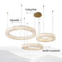 Luminaire suspendu moderne de luxe en marbre d'albâtre pour restaurant, décoration intérieure personnalisée, hauteur réglable