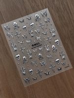 Autocollants pour ongles TSZS Halloween Or Argent 5D, crâne, chauve-souris, croix, autocollants gothiques pour ongles, décorations d'art d'ongles vintage 3D