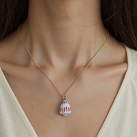 Ensemble de boucles d'oreilles et collier en acier inoxydable avec coquillages coniques hébreux naturels d'Hawaï Conus Ebraeus, bijoux tendance pour femmes
