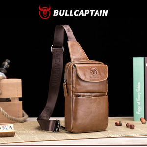 กระเป๋าคาดอก BULLCAPTAIN FISHON แบบสะพายข้าง กระเป๋าวิ่ง กระเป๋าสะพายไหล่ กระเป๋ากีฬา กระเป๋าหนังแท้สั่งทำพิเศษสำหรับผู้ชาย - Product Image 1