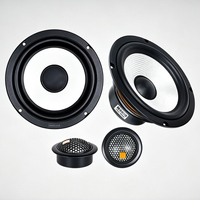 GMINJOO Kit de 9 Haut-parleurs de Voiture Composants 6,5 Pouces 60W RMS 4 Ohms 90dB avec Boîtier Métallique et Crossover Audio Bidirectionnel – Aucun Amplificateur Requis
