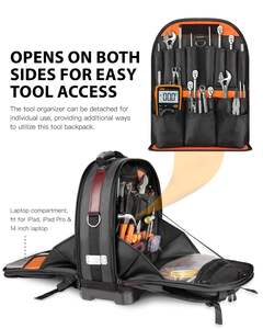 हटाने योग्य उपकरण आयोजक और लैपटॉप कम्पार्टमेंट हेवी टूल के साथ भारी शुल्क पुरुषों के काम बैकपैक टिकाऊ पॉलिएस्टर से बने - Product Image 2