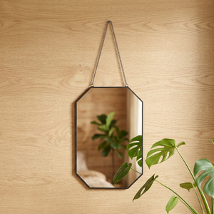 Modern Luxury Black Frame Mini Wall Hanging <b>Mirror</b> with <b>Chain</b> for Home Decoration - Product Image 1