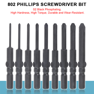 Punta per Cacciavite Phillips S2 di Grado Industriale, Finitura Fosfatata Nera, Gambo da 6mm, Forte Magnetismo per <span class=keywords><strong>Cacciaviti</strong></span> Elettrici <span class=keywords><strong>Serie</strong></span> 802 - Product Image 2