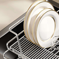 Égouttoir à vaisselle extensible multifonctionnel pour comptoir de cuisine, égouttoir à vaisselle antirouille avec porte-couverts et porte-gobelets