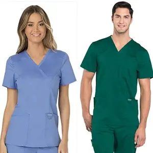 Conjunto de uniformes quirúrgicos para <span class=keywords><strong>hombre</strong></span> y mujer, pantalón con cuello en V y logo personalizado, 100% algodón, oem, venta al por mayor - Product Image 1