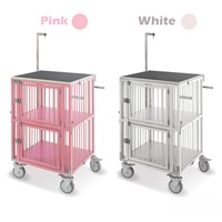 Cage de transport pour chien en aluminium léger, format trolley, pour animaux de petite à grande taille, portable, motif écossais, fermeture à bouton-pression