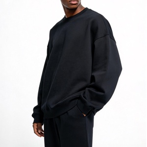 Heavyweight Drop Shoulder 450gsm Hoodie Oversized Crew Neck Blank <b>Plain</b> <b>Sweatshirt</b> Wholesale 100% Cotton Men's <b>Sweatshirts</b> - Product Image 4