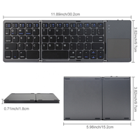 Keyboard saku lipat Bluetooth, dengan Touchpad nirkabel dapat dilipat BT Keyboard untuk Tablet PC iPad 1 buah menyediakan kustomisasi