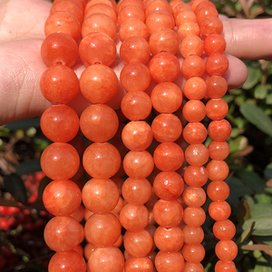 Perles en pierre de jade orange rondes en gros 6/8/10/12MM, perles lâches pour la fabrication de <span class=keywords><strong>bijoux</strong></span> DIY, <span class=keywords><strong>bracelets</strong></span> et colliers - Product Image 4