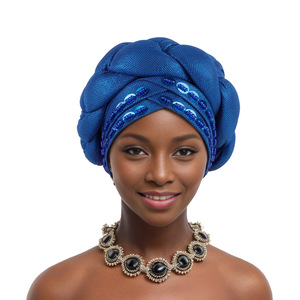 Go Party Chapeaux Africains 15 Couleurs Style Ethnique Cousus Main Perles Tresses Turbans Couleur Unie Bonnets Bandanas Coiffes - Product Image 6