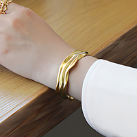 Brazalete de Oro de 18k con Diseño de Onda Gruesa para Mujer, Brazalete Ancho de Moda, Diseñador Personalizado, Plata de Ley 925, Joyería Fina