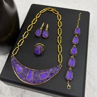 Kalung, Anting, dan Gelang Batu Alam Halus FM-HDN2253, Perhiasan Wanita Grosir Kalung Berhias Berlian Imitasi, Rantai Tembaga Lapis Emas